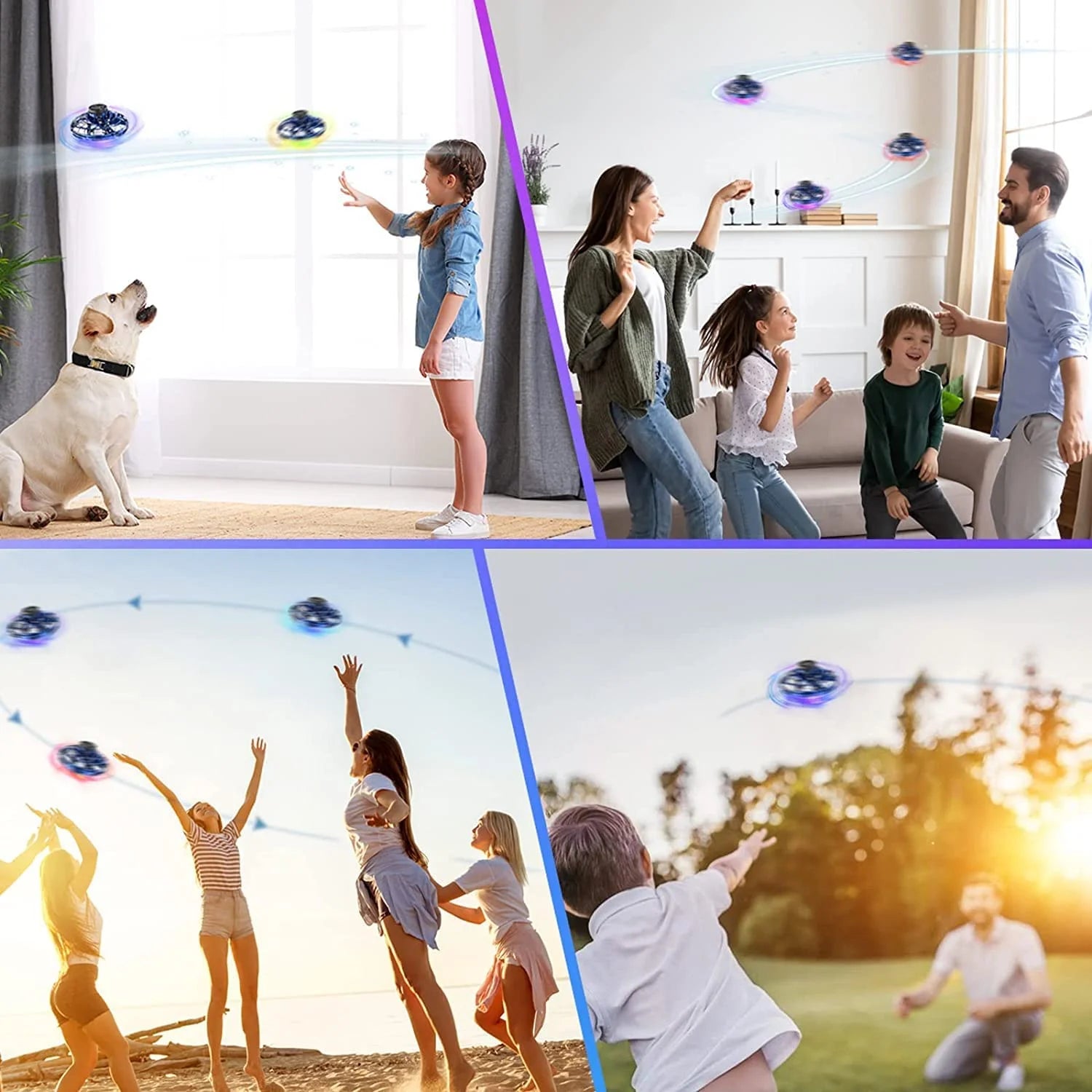 Flying Spinner Mini UFO Toy for Kids, Flying Fidget Spinner UFO Toy , Flying Orb Ball Hand Operated with 360 ° Rotating and LED Lights for Adult and Kids (Blue)